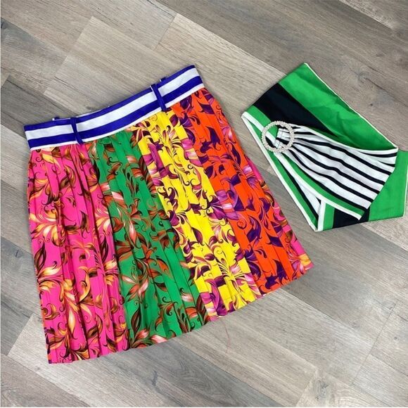 Anthropologie Delfi Collective Skirt Satin Pleated Panel Multicolor Size Medium - Picture 8 of 14